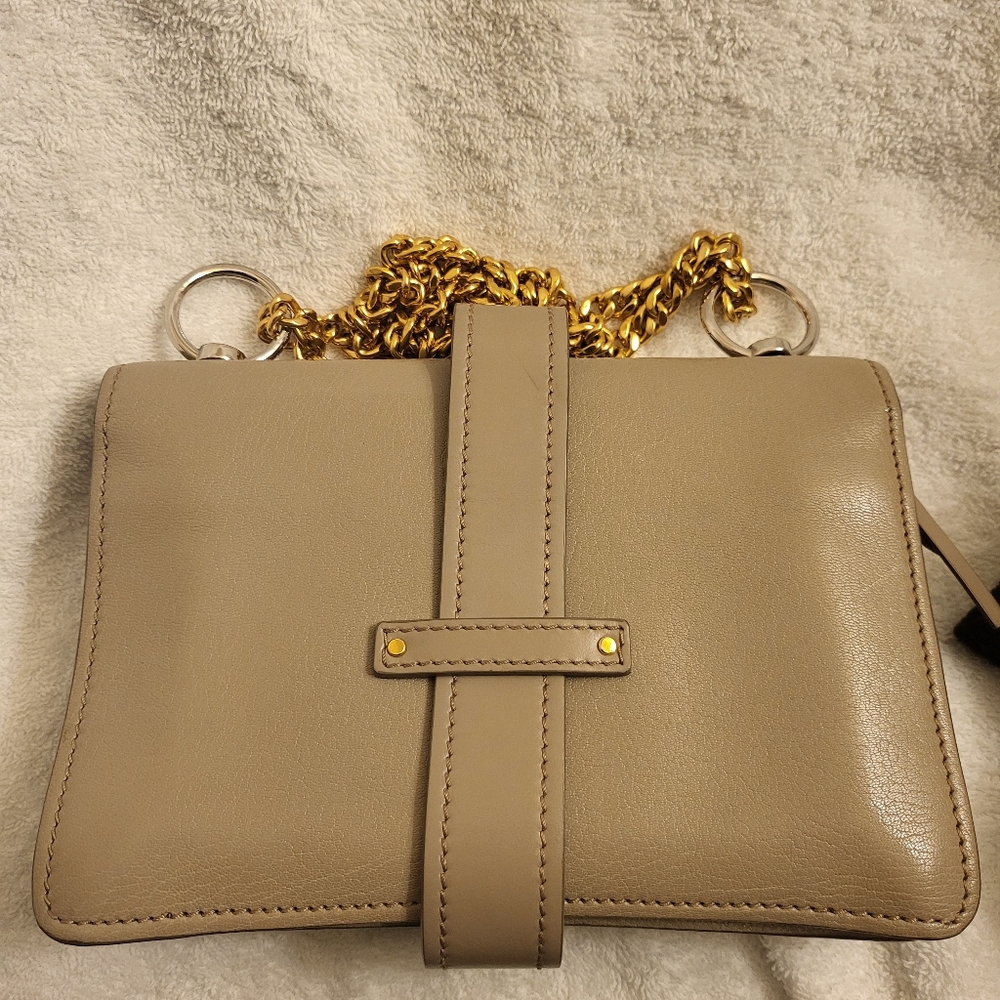 CHLOE Shiny Goatskin Calfskin Aby Chain Shoulder Bag Motty Grey!